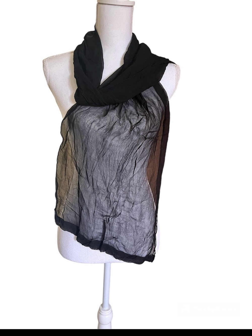 Vintage Japanese Sheer Black Scarf - Picture 9 of 9